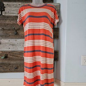 NWOT Ces Femme Sunny Day Striped T-Shirt Dress in Orange Sizes S/1X/2X